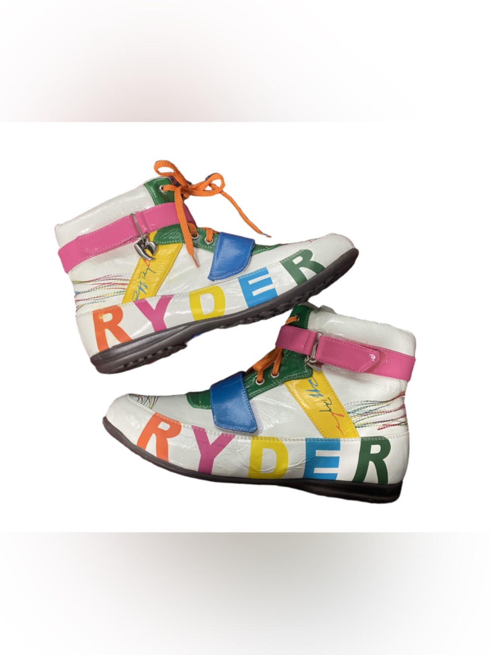 Nyla Ryder Rainbow Multi-Color High Top Sneakers Patent Retro Glam Size 11 - Picture 2 of 11